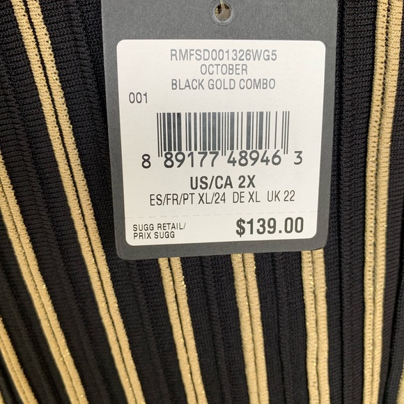 Rachel Rachel Roy Black/Gold Ribbed Long Sleeve Sweater Dress-Women’s 2X-NWT - Picture 7 of 14